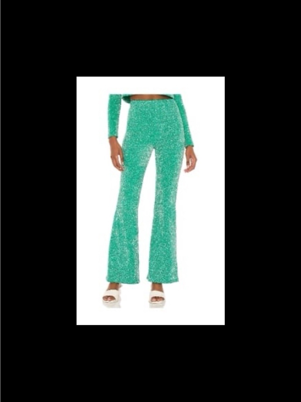 Sparkly Metallic Green Lounge Pants - Picture 3 of 5